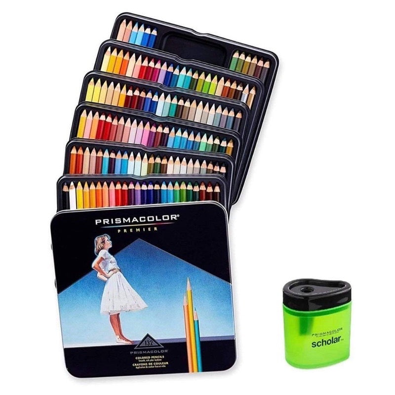 Prismacolor 132 Premier Soft Core Colored Pencils+Prismacolor Sharpener